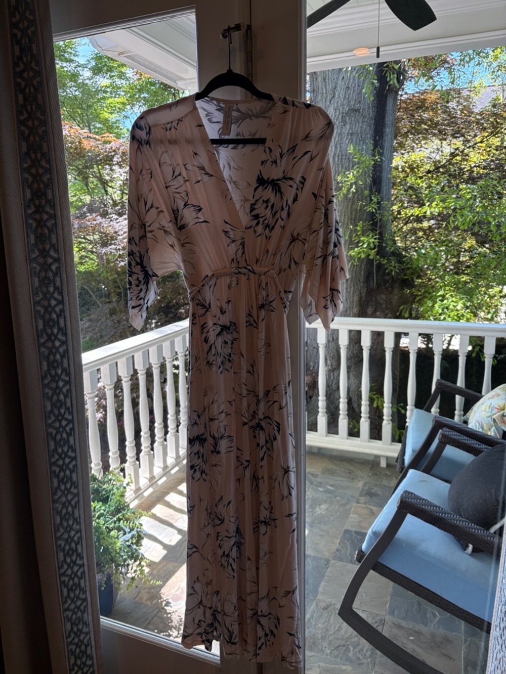 Rachel Pally Cream Maxi Dress with Black Floral Print